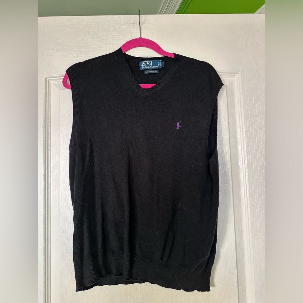 Ralph Lauren Black Classic V Neck Sweater Vest
